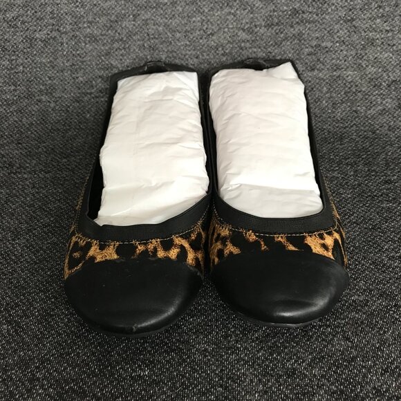 Jessica Simpson Black Brown Cheetah Print Slip On Ballet Flats Womens Size 7.5 B - Picture 3 of 8